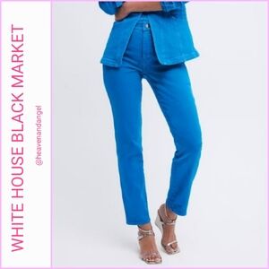 NEW WHBM High Rise Garment Dye Straight Denim Jeans - Isla Blue